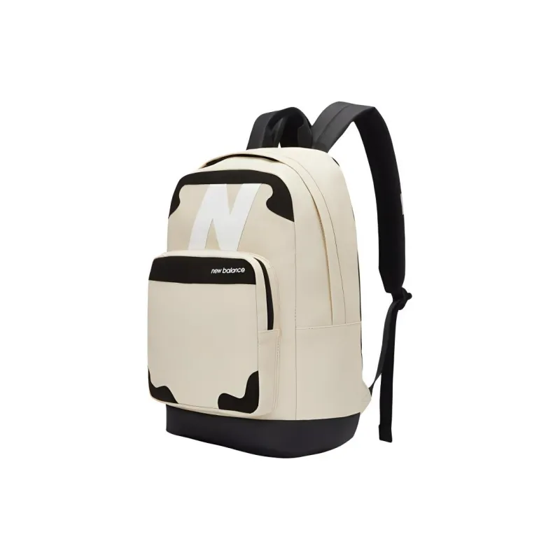 New Balance Synthetic Leather, Textile Mosaic Backpack Regular Unisex Beige & Black-2