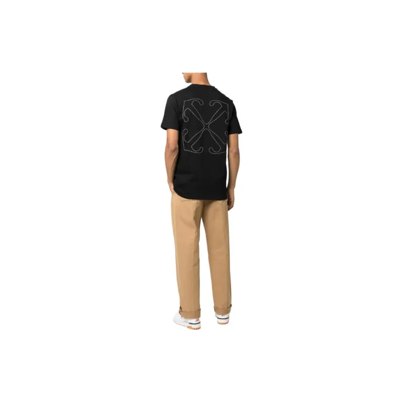 OFF WHITE Logo Embroidered Crewneck T Shirt-2