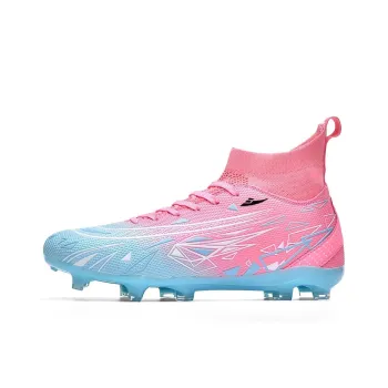 Kuding Soccer Shoes Unisex Mid Top Light Blue Pink/Dark Blue/White Blue