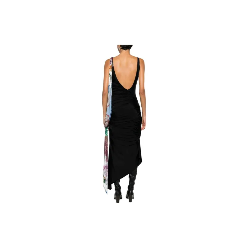 Marine Serre Asymmetric Draped Scarf Detailed Dress-4