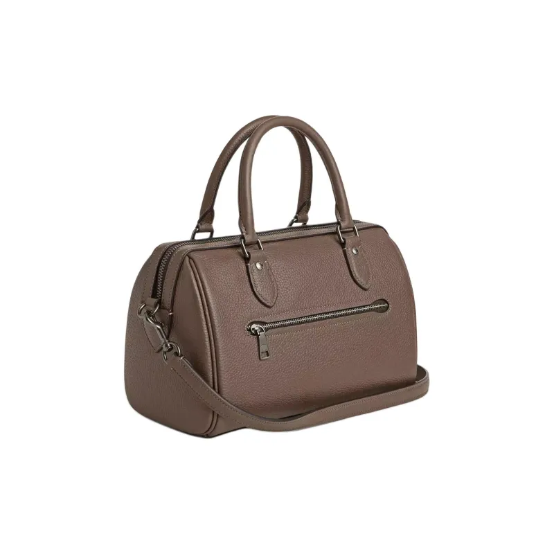 COACH Rowan Litchi Grain Leather Shoulder Bag Crossbody Bag Handbag Medium Size Women's Dark Stone Color-1