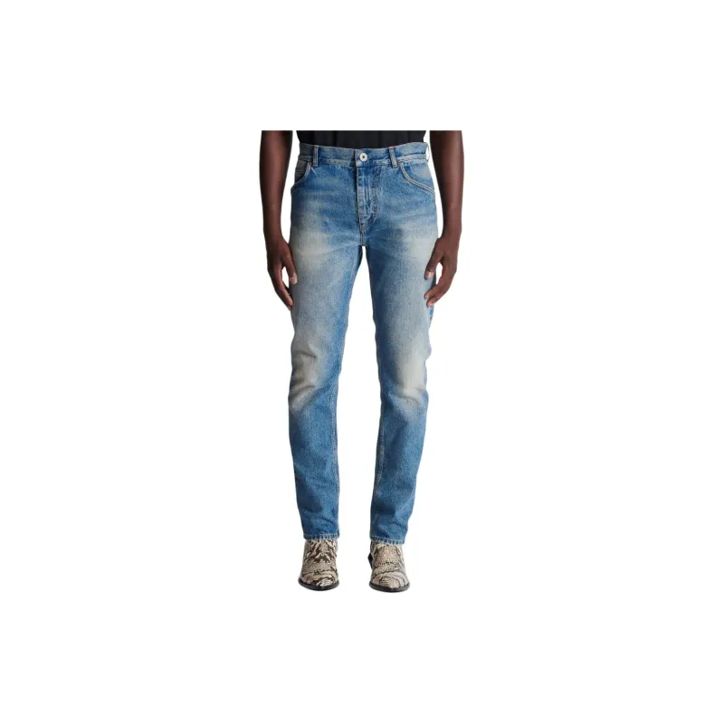 BALMAIN Vintage Effect Mid Rise Jeans-4