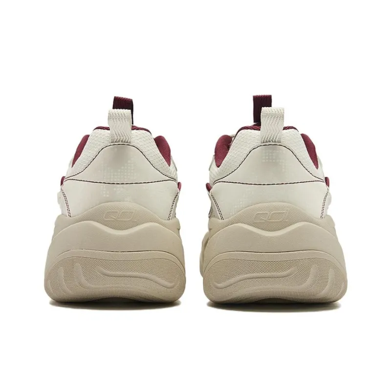 QIAODAN Lightweight Anti Slip Low Top Chunky Sneakers Women's Ecru-3