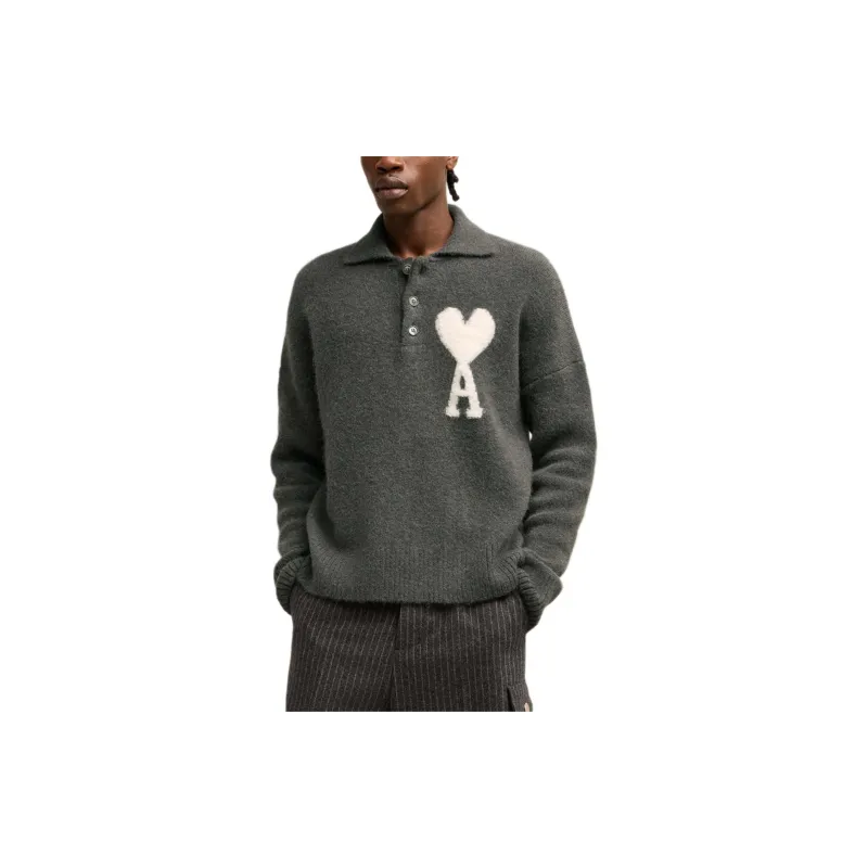AMIPARIS Paris Ami De Coeur Knit Polo Sweater-6