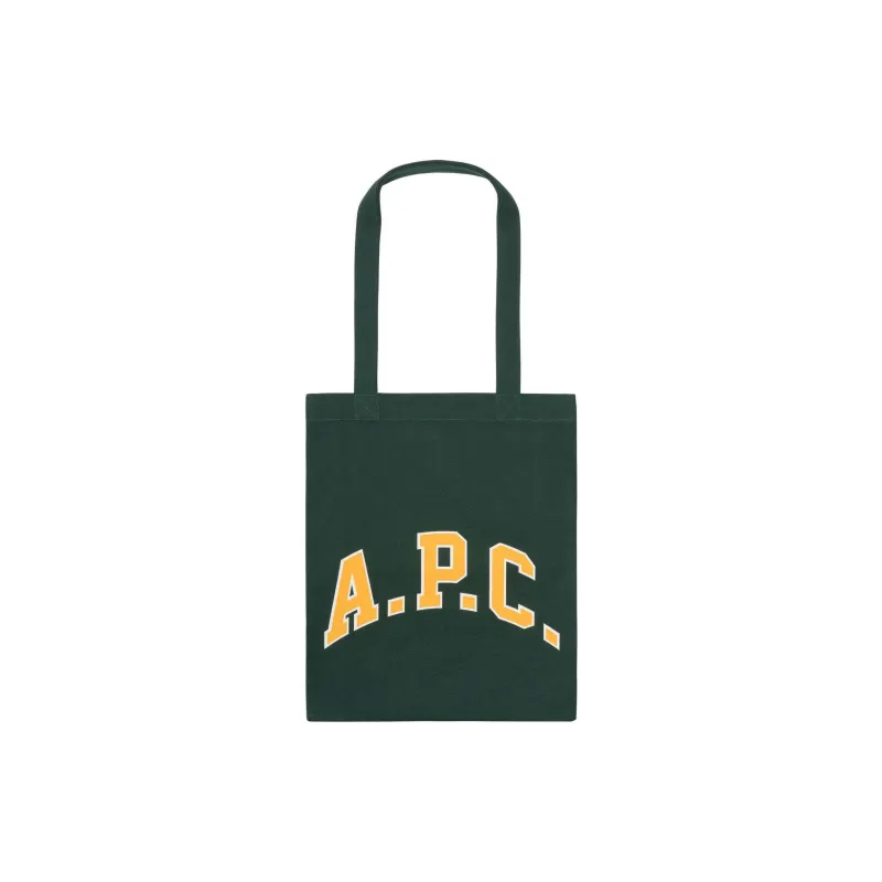 A.P.C Cotton Patchwork Canvas Handbag Shoulder Bag Unisex Dark Green-0
