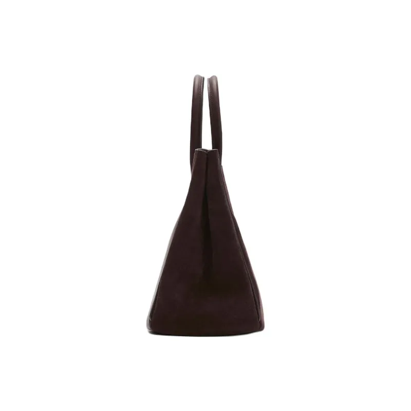 Burberry Calfskin Tote Bag Shopping Bag Handbag Small Size Women's Dark Brown-1
