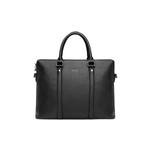 FAIRWHALE Top Grain Cow Leather Handbags Briefcases Men's Black