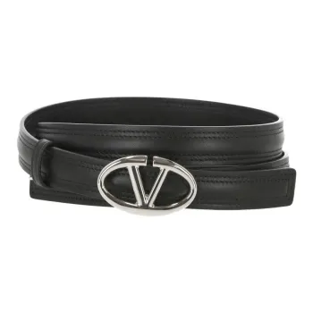 Valentino Calfskin Metal Leather Belts Women's Black -