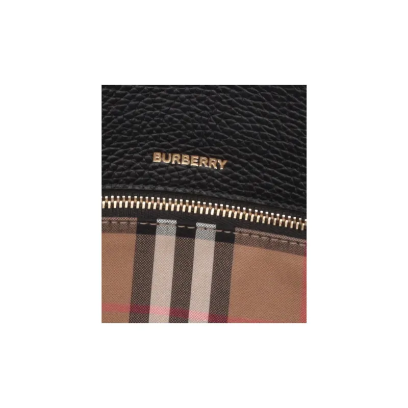 Burberry Leather Tote Bag Shopping Bag Handbag Shoulder Bag Women's Black-9