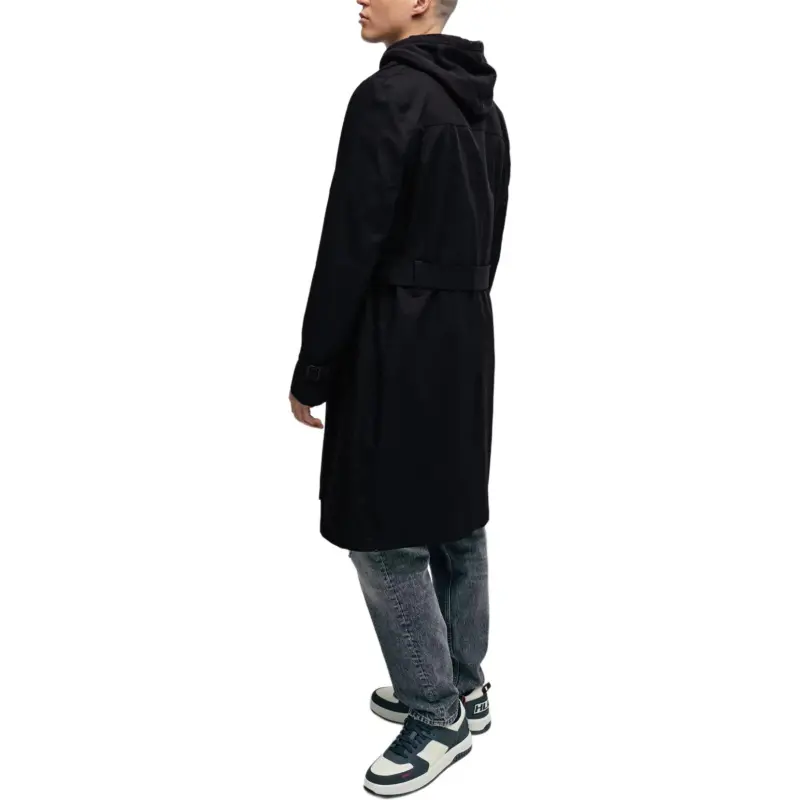 HUGO BOSS Water Repellent Trench Coat With Buckled Belt Trench Coat Men's Black-3