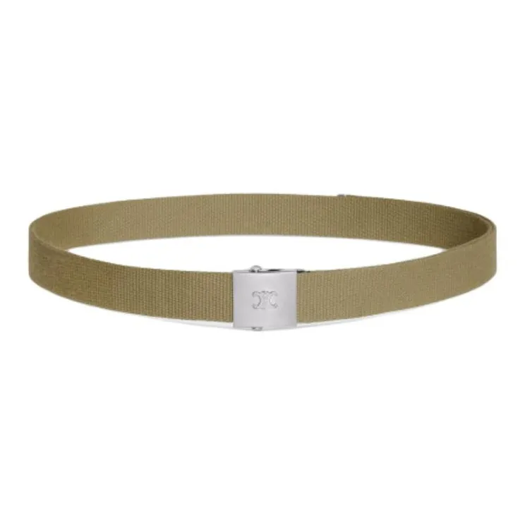 CELINE Leather Belt Men's Khaki 3CM-0