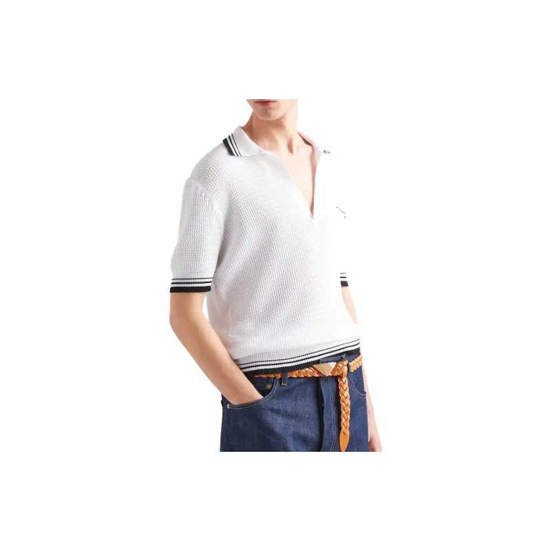 PRADA SS24 Polo Shirt Men's White-4