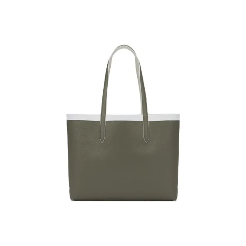 LACOSTE PVC Tote Bag Shopping Bag Handbag Large Size Women's Ecru & Olive Green-3
