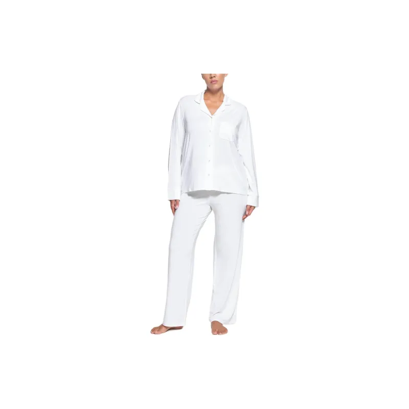 SKIMS SLEEP LONG SLEEVE BUTTON UP SET Pajama Set Women's SNOW/Snow-1
