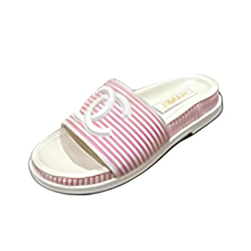 chanel Launch Slip-Resistant Slide Slippers Women's Pink White