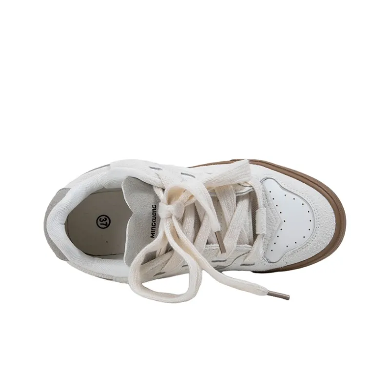 MINGKUANG Streetwear Earthy Maillard Style, Box Anti Slip Wear Resistant Low Top Skateboard Shoes Unisex-2