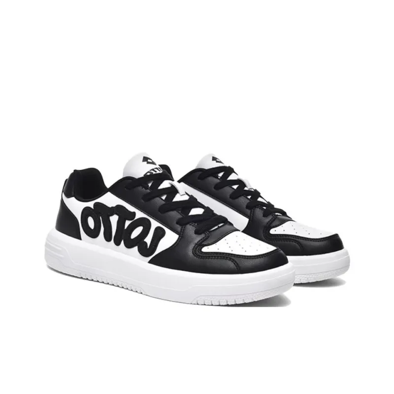LOTTO Anti-Slip Wear-Resistant Low-Top Skateboard Shoes Women's Black White-4