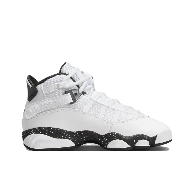 Jordan Air Jordan 6 Rings Non slip Support Mid Top Children's Basketball Shoes White Teenagers-1