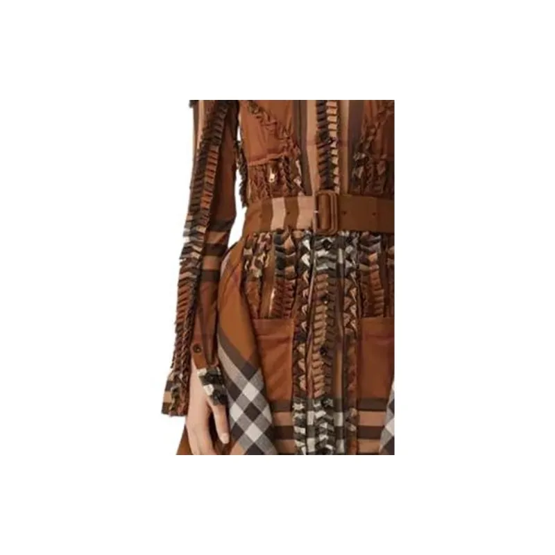 Burberry FW22 Long Sleeved Dress Women's Brown-3
