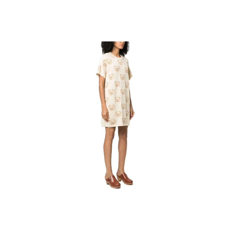 MOSCHINO Teddy Bear Embroidered Crewneck Dress-2
