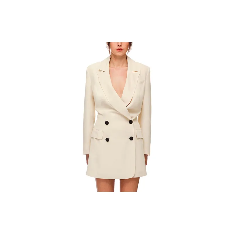 Self portrait Long Sleeved Dress Women's Beige-3