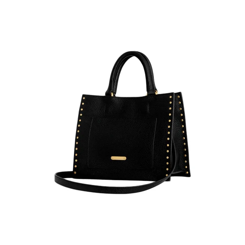 REBECCA MINKOFF Genuine Leather Tote Bag Shopping Bag Shoulder Bag Crossbody Bag Handbag Small Size Women's Black-1