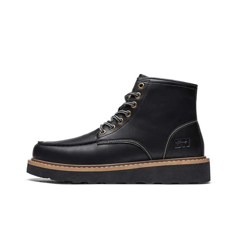 G.N.SHIJIA Men's Casual Shoes Men High Top Black/Brown-0