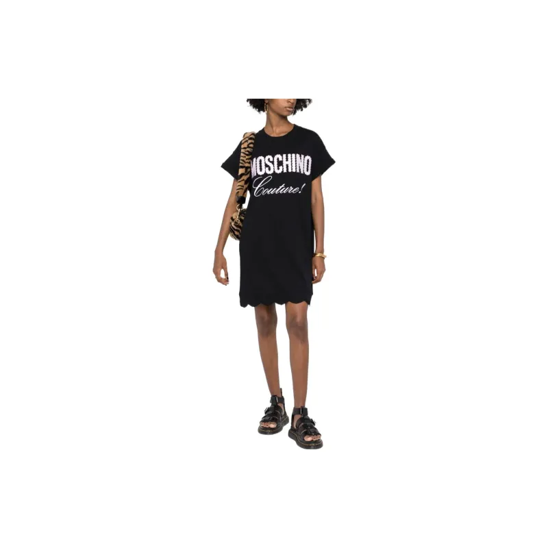 MOSCHINO Short Sleeved Dresses Women's Black-3