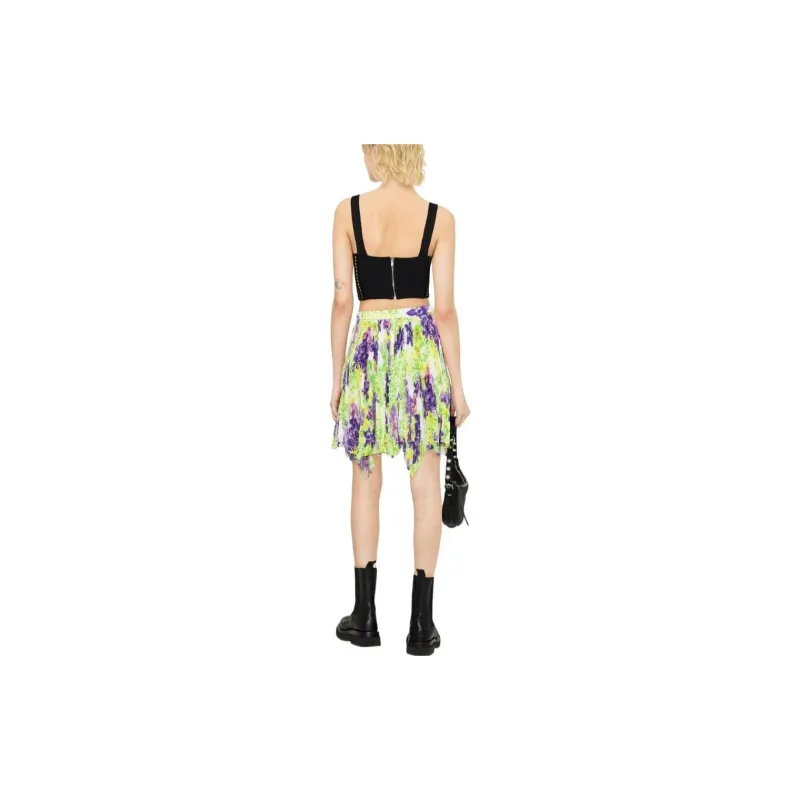 VERSACE Floral Printed Asymmetric Pleated Skirt-2