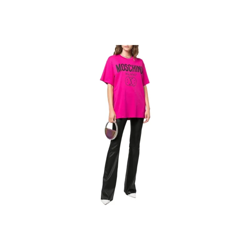 Smiley X MOSCHINO T-Shirts Women's Rose Red-1