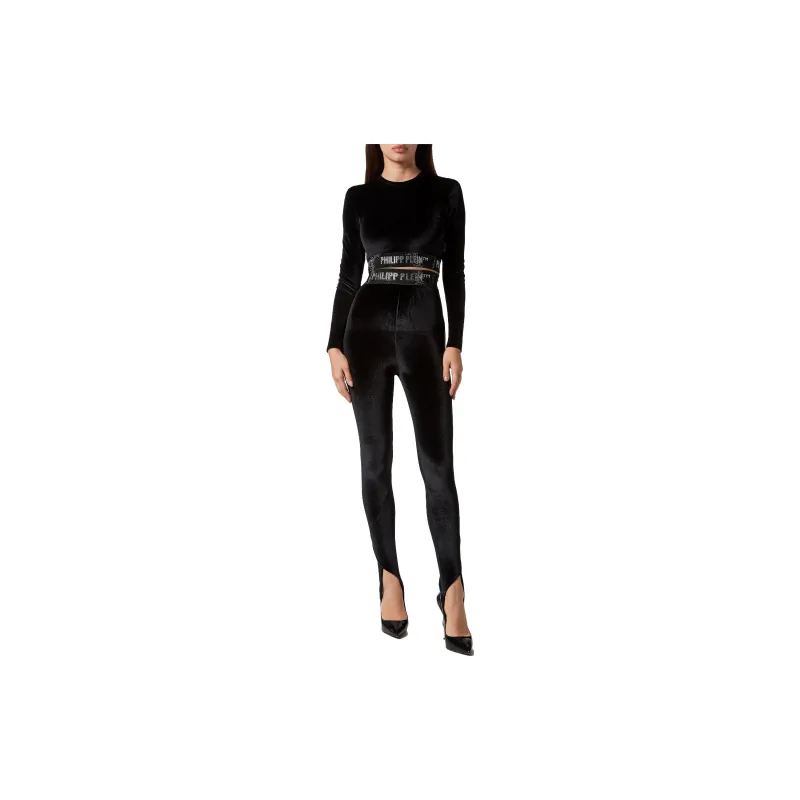 PHILIPP PLEIN Long underband Velvet Crop Top-1