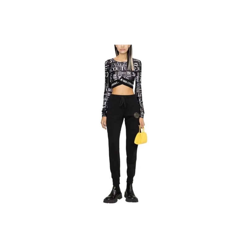 VERSACE JEANS COUTURE SS23 Knitted Sports Pants Women's Black-1