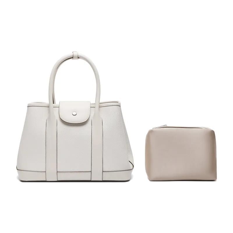 BELLE Cow Leather Patchwork With Artificial Leather Tote One Shoulder Handbag Women's Solid Color Plain-9