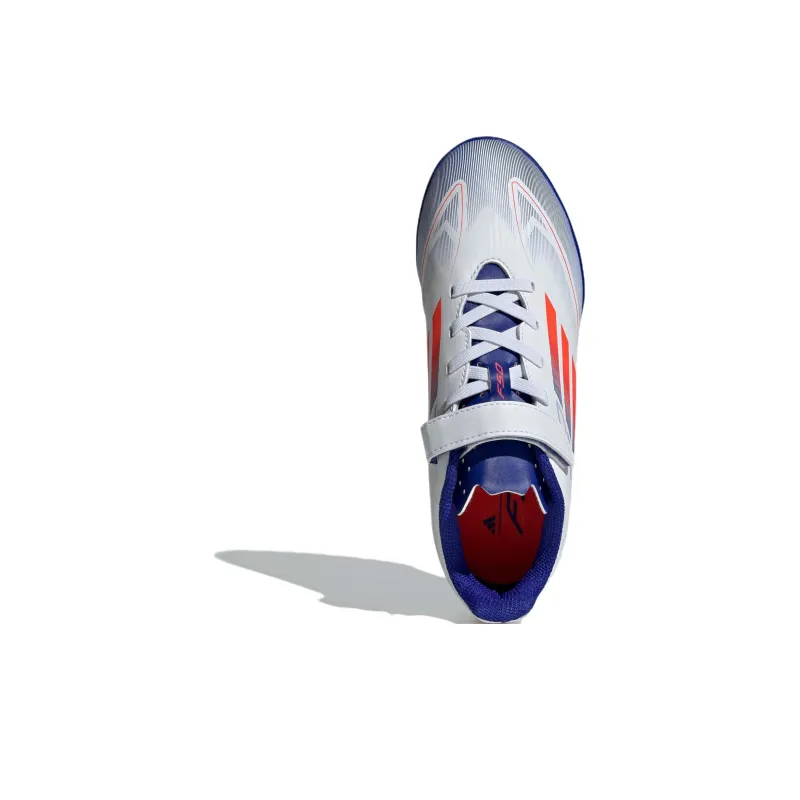 Adidas Anti Slip Wear Resistant Low Top Soccer Shoes White Blue Kids'-4
