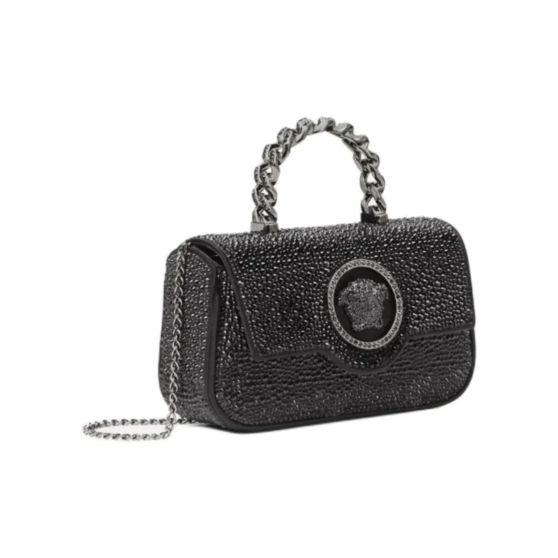 VERSACE La Medusa Viscose Shoulder Bag Crossbody Bag Handbag Mini Women's Black-1