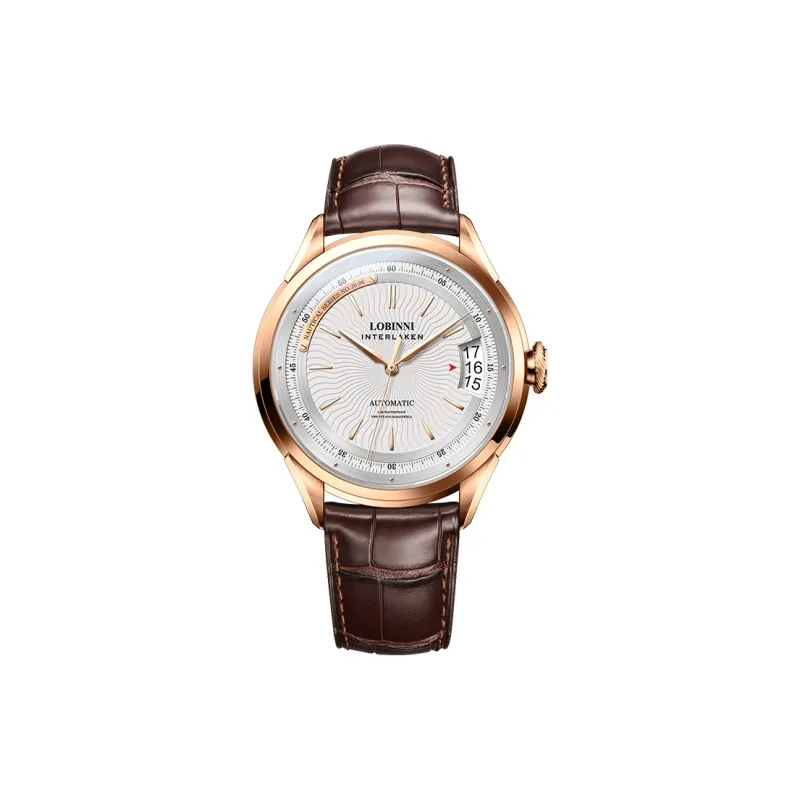 LOBINNI L Business Form Mechanical Movement Cowhide Strap Watch Men's Watches White Dial-7