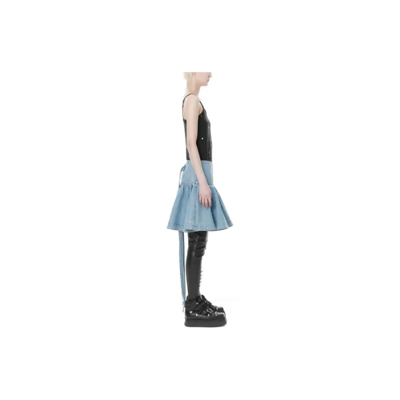 WE11DONE Denim Short Skirts Women's Blue-3