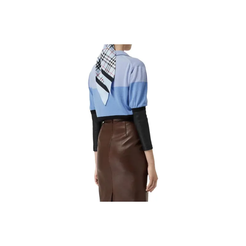 Burberry Long sleeve Leather Detail Polo Shirt-3