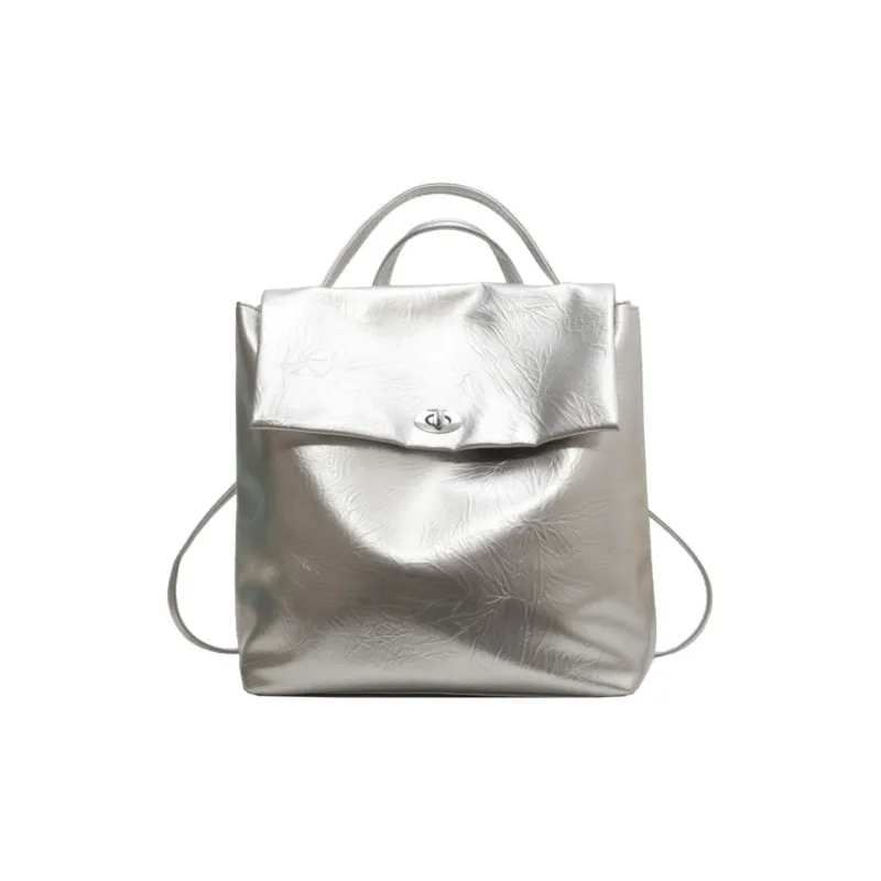 NOMK PU Portable Backpack Women's Black/Silver/Ecru-5