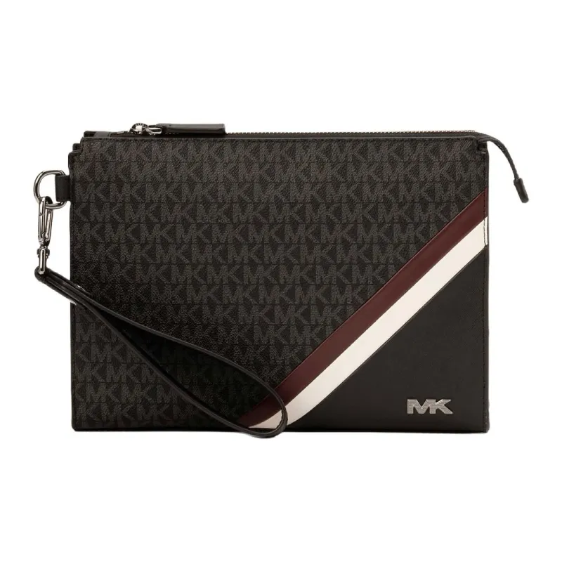 MICHAEL KORS Coated Canvas Clutch Large Size Men's Deep Red-0
