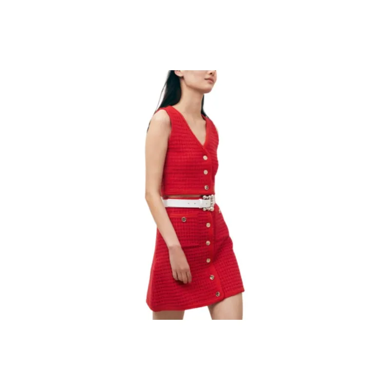 Sandro SS23 CNY Of Rabbit Vests Women's Red-2