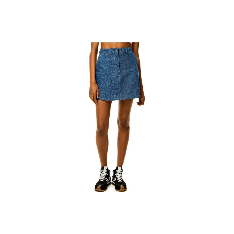 LOEWE Anagram Denim Mini Skirt 'Indigo Blue'-2