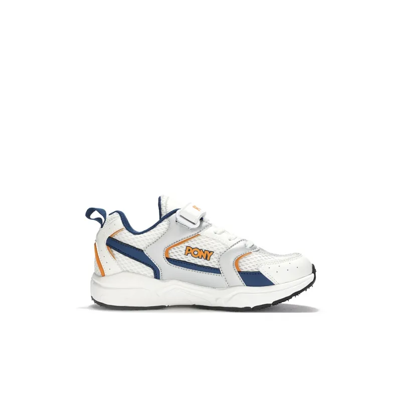 PONY Anti Slip And Wear Resistant Breathable Low Top Kids' Running Shoes White Orange And Blue Kids'-1