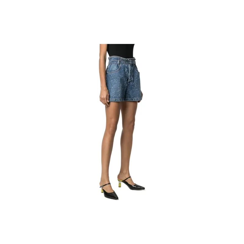MSGM Paint Splatter Printed Denim Shorts-2