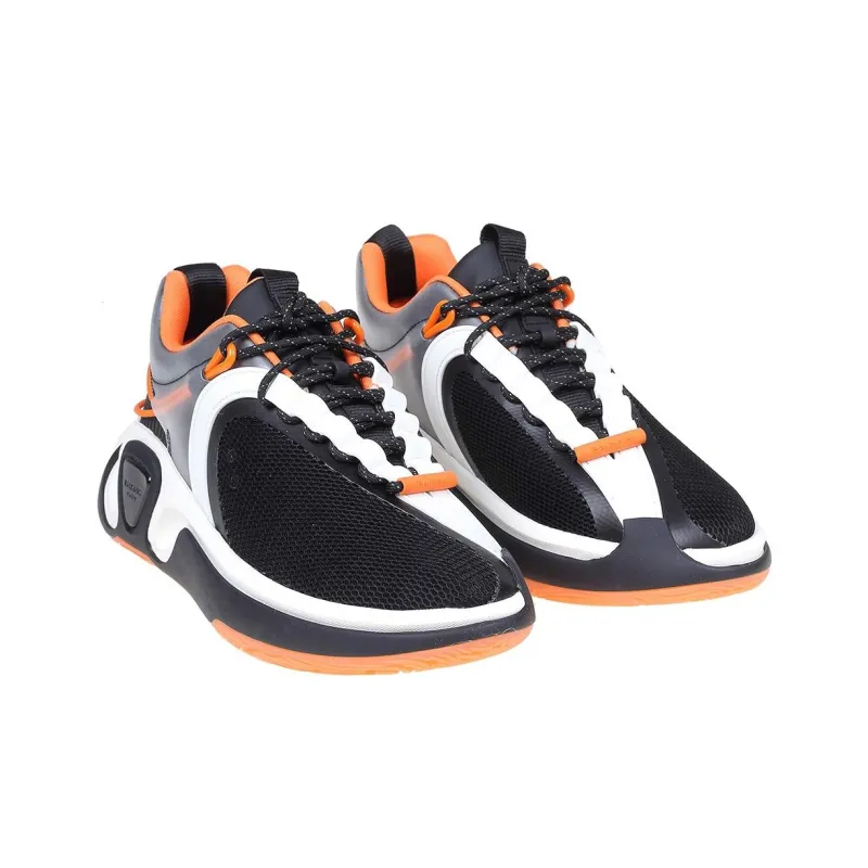 BALMAIN B-Runner Low-Top Casual Shoes Men's Black White Orange-2