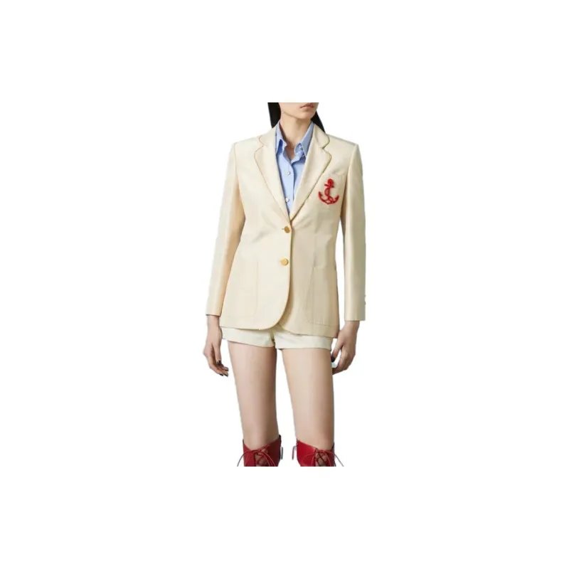 GUCCI Single breasted Patch detail Silk Blazer-1