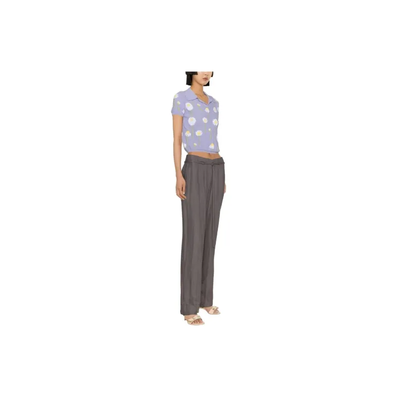 GANNI Striped Straight-leg Trousers-3