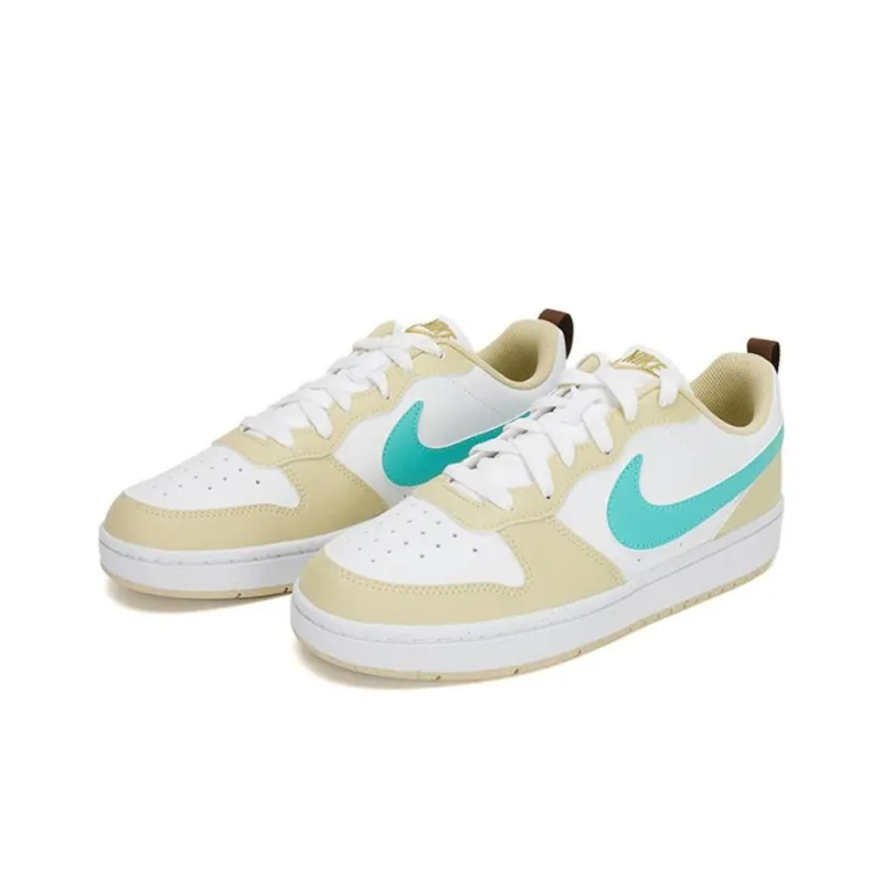 Nike Court Borough COURT BORO Anti Slip Wear Resistant Low Top Kids' Skateboarding Shoes Yellow White Unisex-6