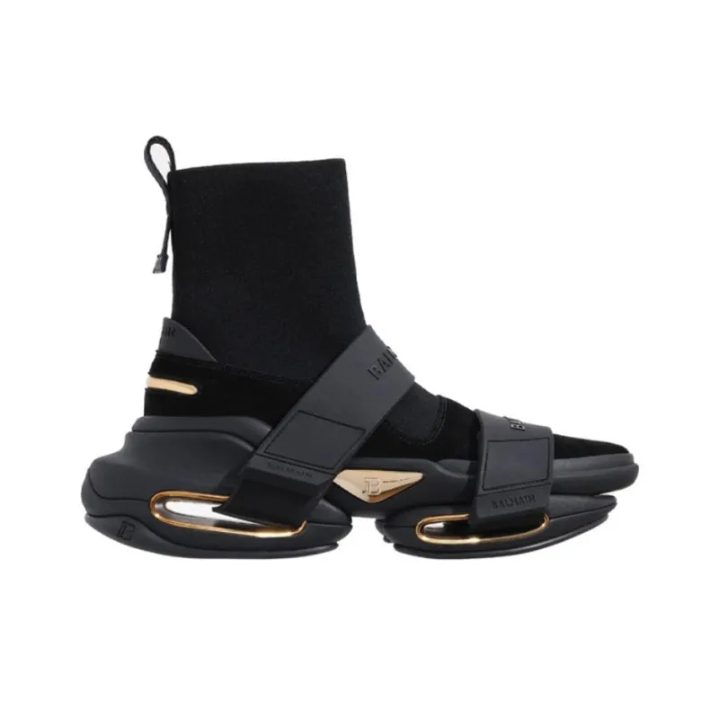 BALMAIN B-Bold Wear-Resistant High-Top Casual Shoes Women's Black-1