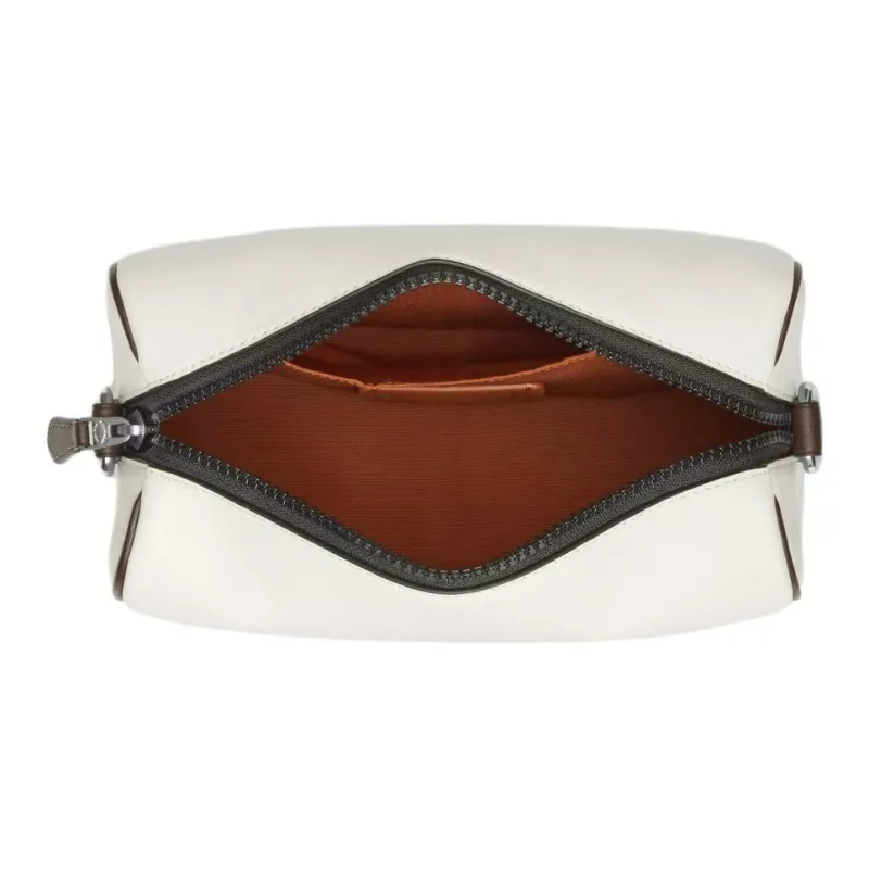COACH Calfskin With Coated Canvas Shoulder Bag, Crossbody Bag Trumpets Men's Chalk & Tan & Maple-3